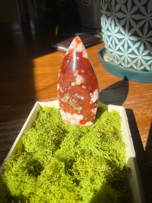 Flower Agate Carnelian Point