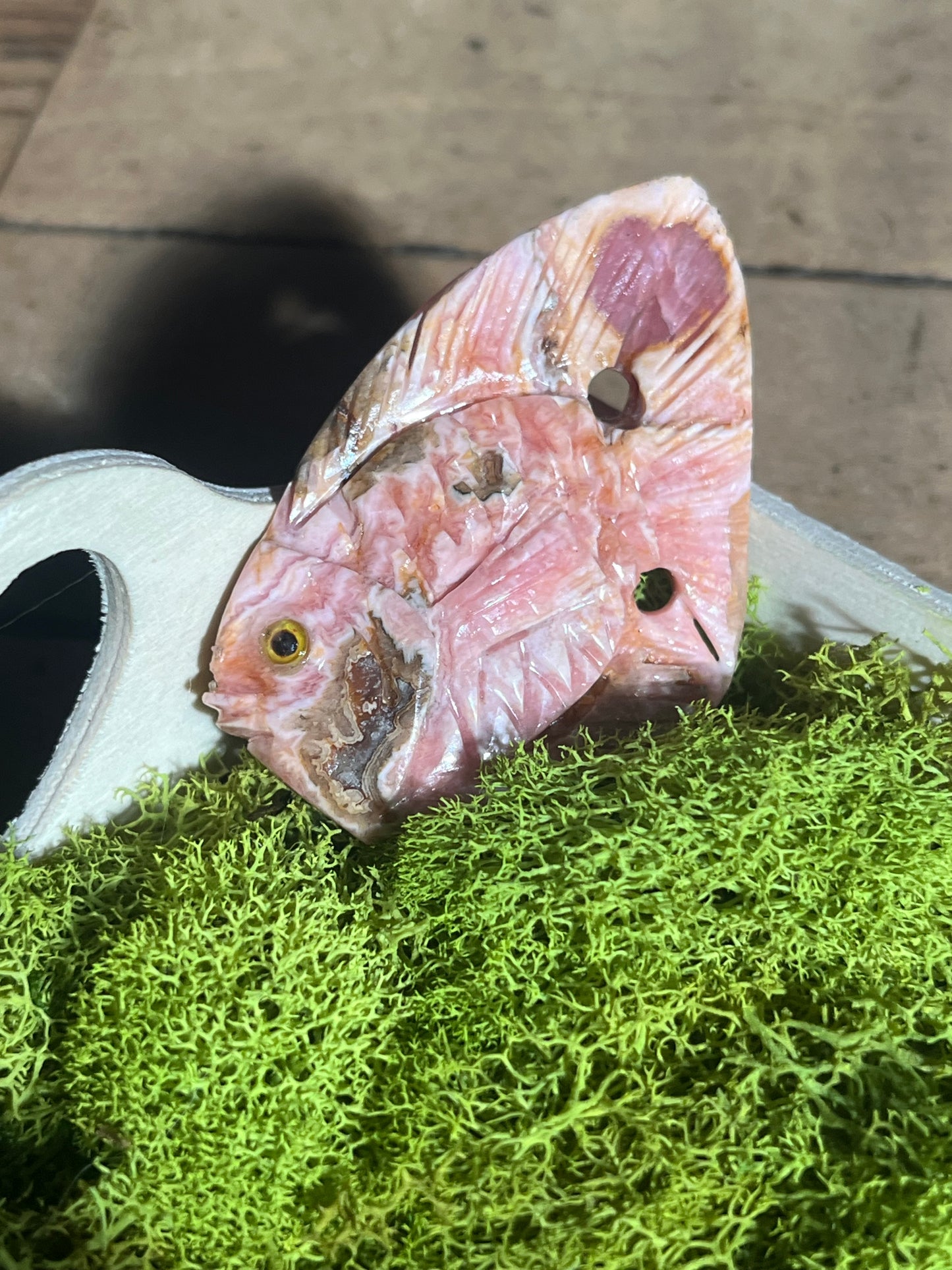 Rhodochrosite Fish Carving