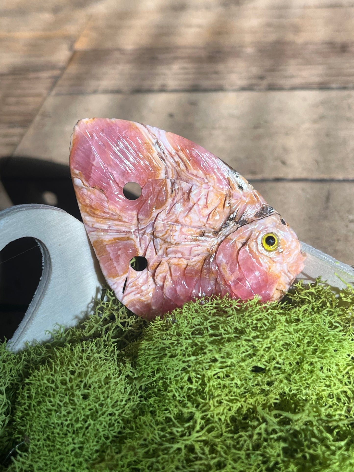 Rhodochrosite Fish Carving